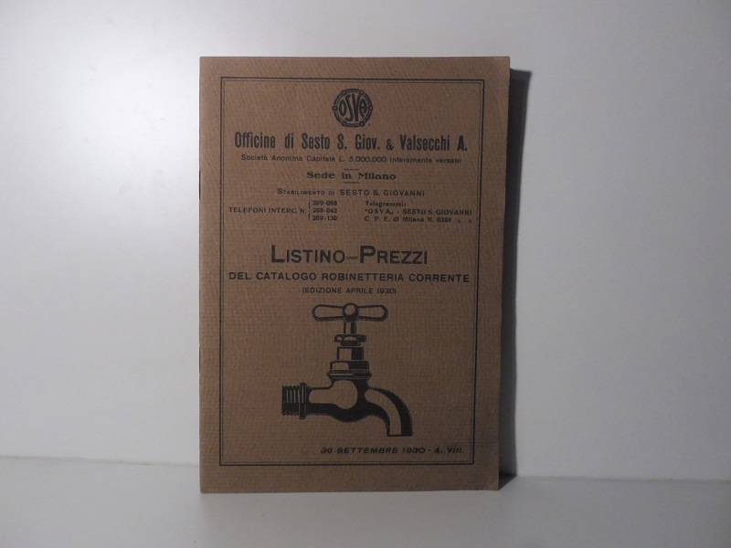 Officine di Sesto S. Giovanni & Valsecchi A. Listino prezzi del catalogo robinetteria corrente